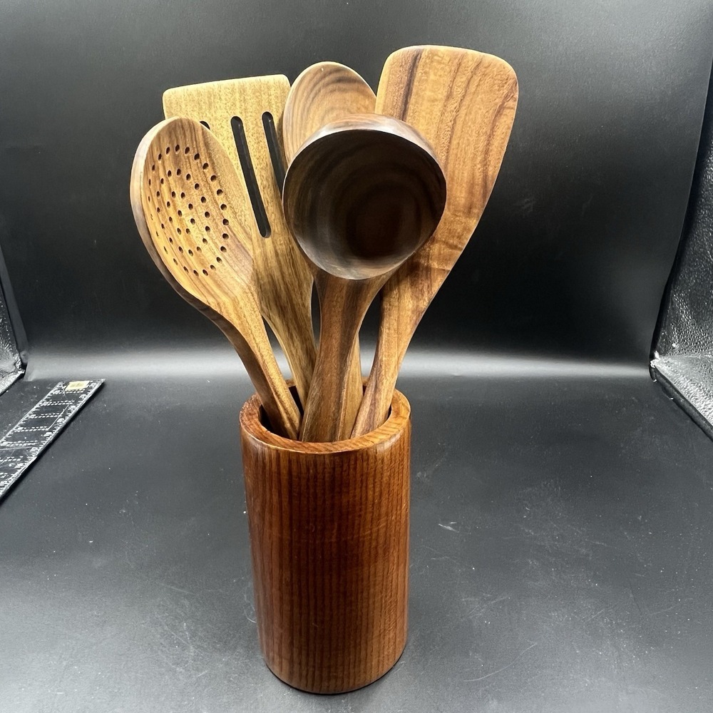 Wooden Spoons for Cooking, 6 Pcs Teak Wooden Utensils for Cooking, Utensils Set‎